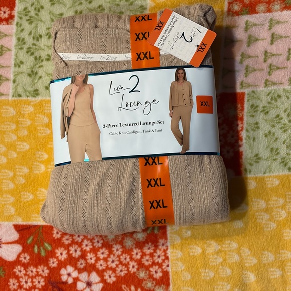 ❤️Live 2 Lounge 3Piece Textured Lounge Set XXL New Cable Knit Cardigan&Tank&Pant - Picture 4 of 10